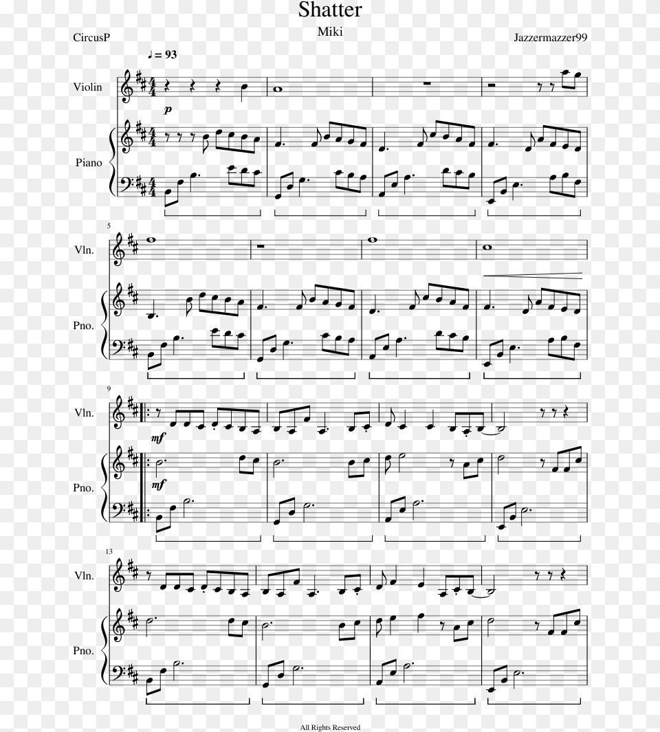 Sunflower Violin Sheet Music, Gray Free Png