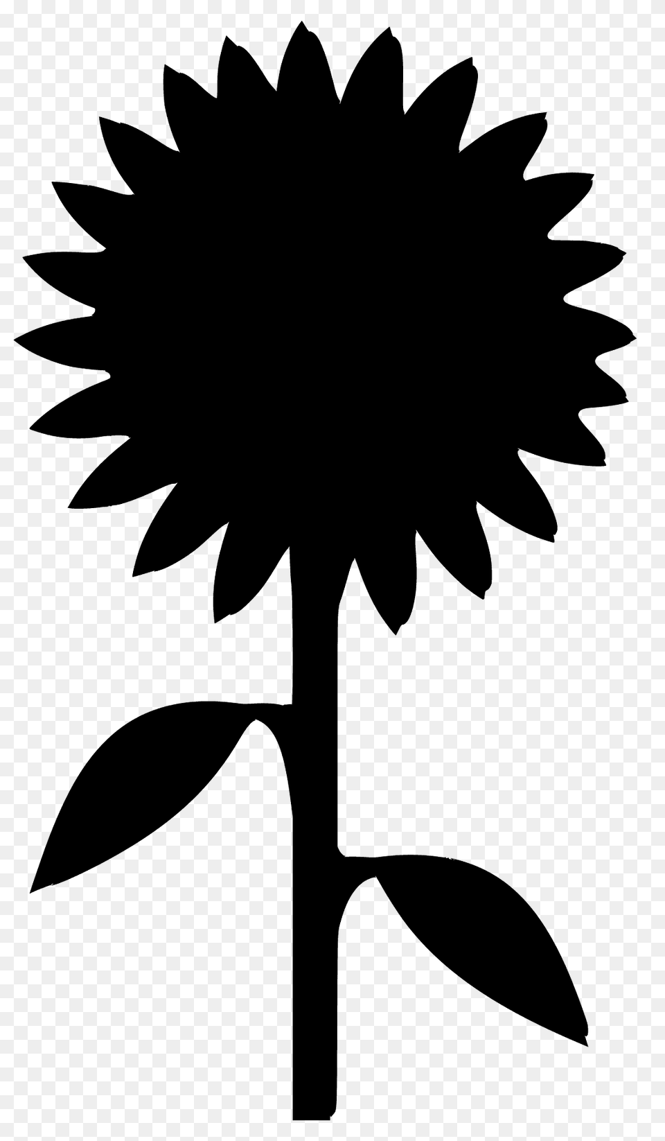 Sunflower With Stem Silhouette, Leaf, Plant, Flower, Stencil Free Png