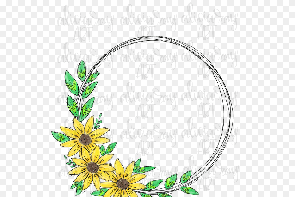 Sunflower Wreath Sublimation Digital Transparent Sunflower Wreath, Art, Daisy, Floral Design, Flower Png Image