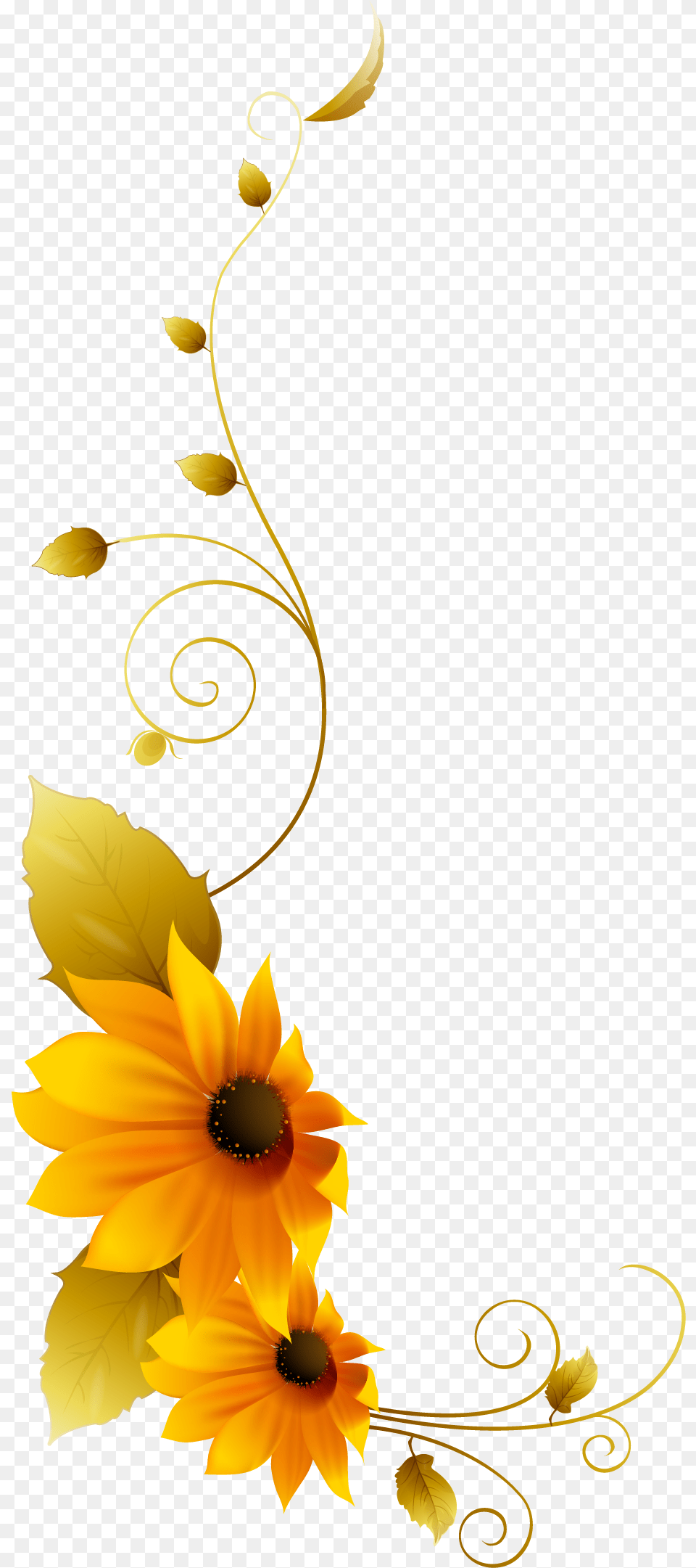 Sunflowers Vine Sunflower Transparent Cartoon Yellow Flower Vine Clipart, Art, Floral Design, Graphics, Pattern Png