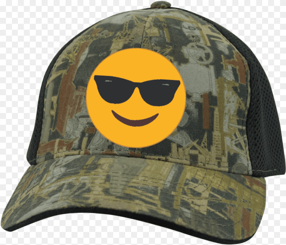 Sunglasses Emoji C912 Port Authority Camo Cap With Badass Bw Camo Cap With Mesh, Accessories, Hat, Clothing, Baseball Cap Png Image