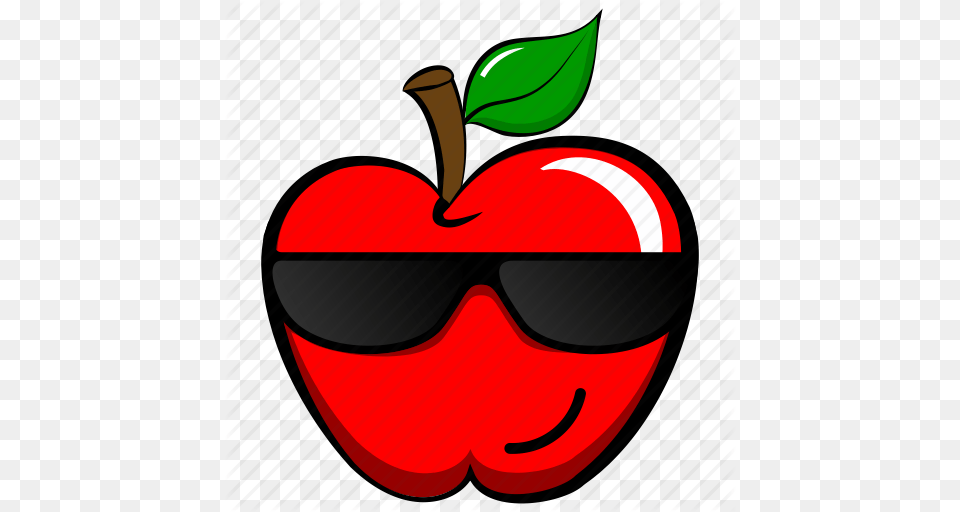 Sunglasses Emoji Clipart Cool, Apple, Food, Fruit, Plant Free Png Download