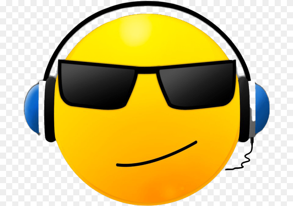 Sunglasses Emoji Transparent Image Dj Emoticon, Accessories, Helmet, Electronics Png