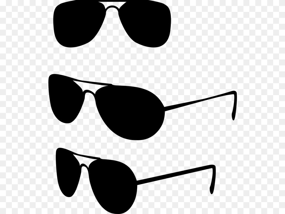 Sunglasses Glass Gold Frame Thin Stock Sunglasses Side View Vector, Gray Free Png Download