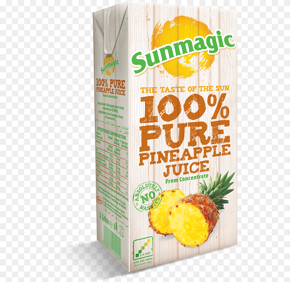 Sunmagic 1l Pure Pineapple Juice Recap Snack, Food, Fruit, Plant, Produce Png