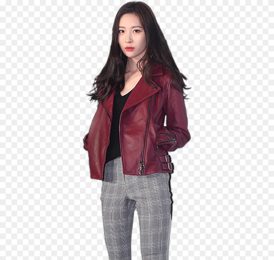 Sunmi Red Leather Jacket Sunmi, Clothing, Coat, Teen, Female Free Png Download