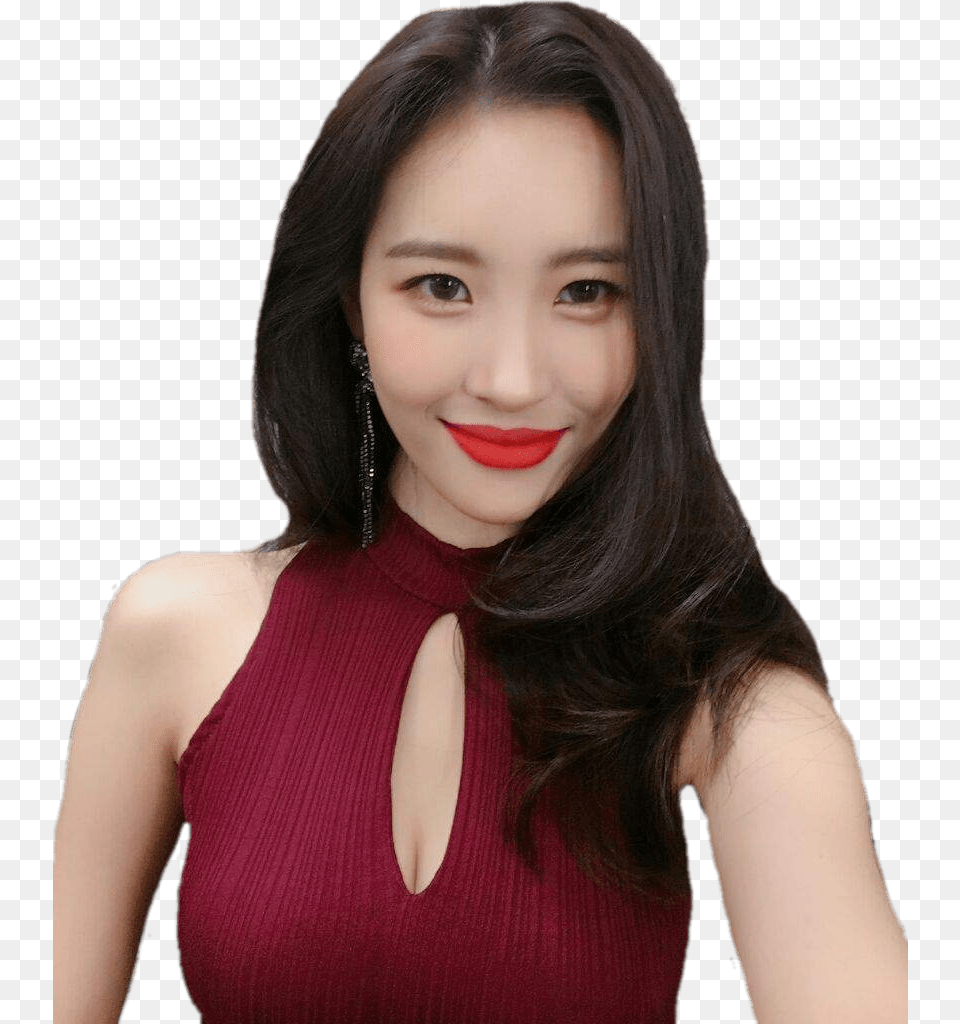Sunmi Red Lips Sunmi, Head, Smile, Dimples, Face Free Transparent Png