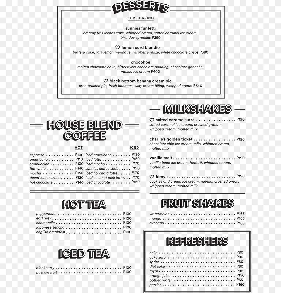 Sunnies Cafe Menu Prices, Text, Page Png