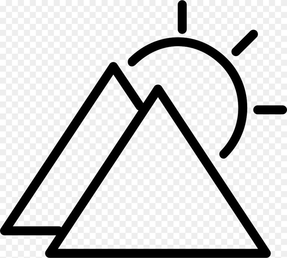 Sunny Day Symbol Outline With Triangular Mountains Icon, Triangle, Stencil, Bow, Weapon Free Png