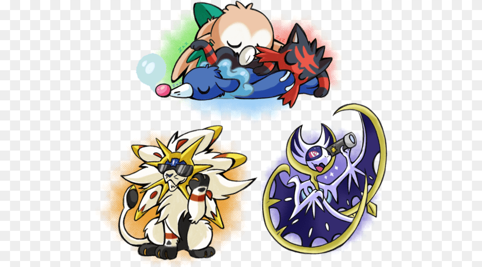 Sunny Moon Moon And Sleepyheads Stickers By Softmonkeychains Da2bwdp Alola Starters, Book, Comics, Publication, Baby Free Png