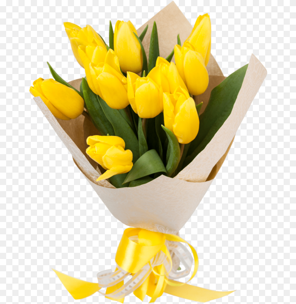 Sunny Tulips Bouquet Bunch Of Yellow Tulips, Flower, Flower Arrangement, Flower Bouquet, Plant Free Png Download