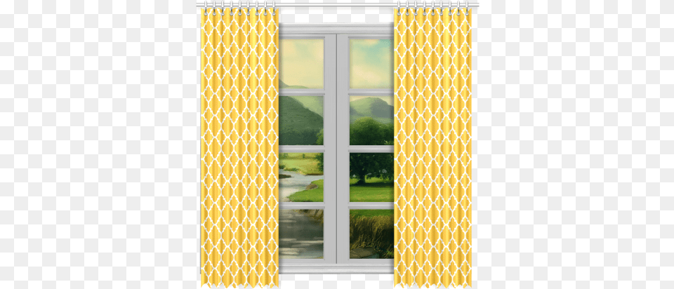 Sunny Yellow White Quatrefoil Classic Pattern Window Sunny Window, Door, Home Decor Free Png Download