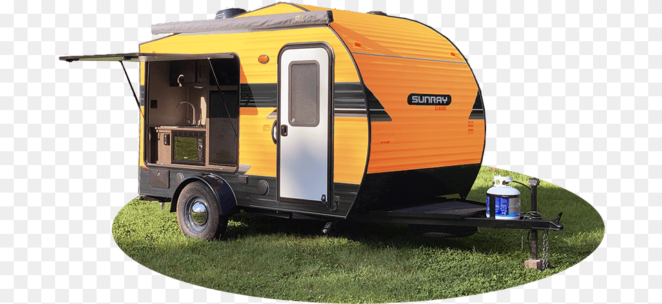 Sunray 139 Orange Travel Trailer, Caravan, Transportation, Van, Vehicle Png Image