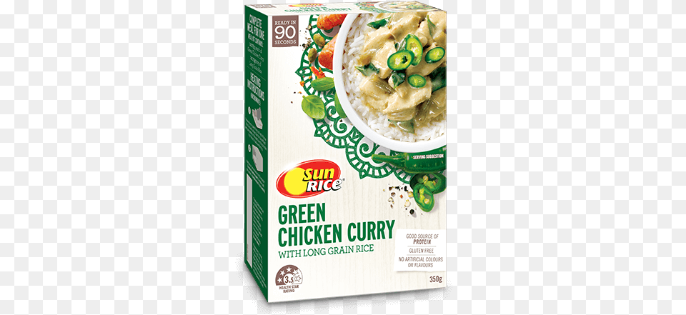 Sunrice Green Chicken Curry With Jasmine Rice Sunrice, Advertisement, Poster, Food, Produce Free Png