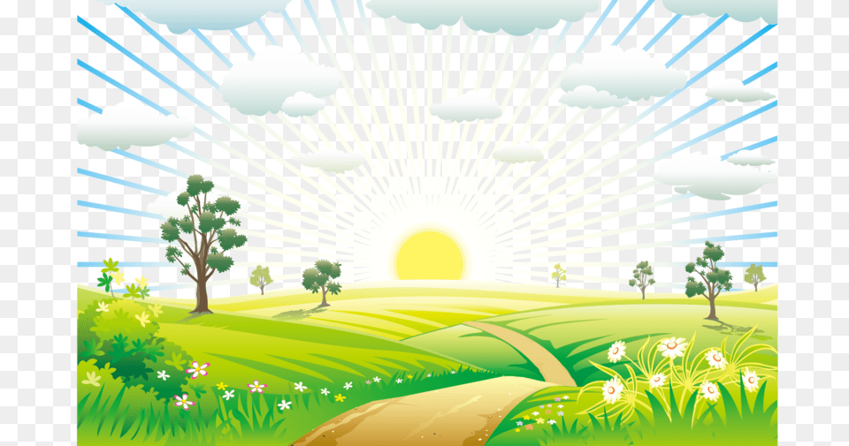 Sunrise Hd Good Morning Cartoon Background, Outdoors, Plant, Park, Nature Png