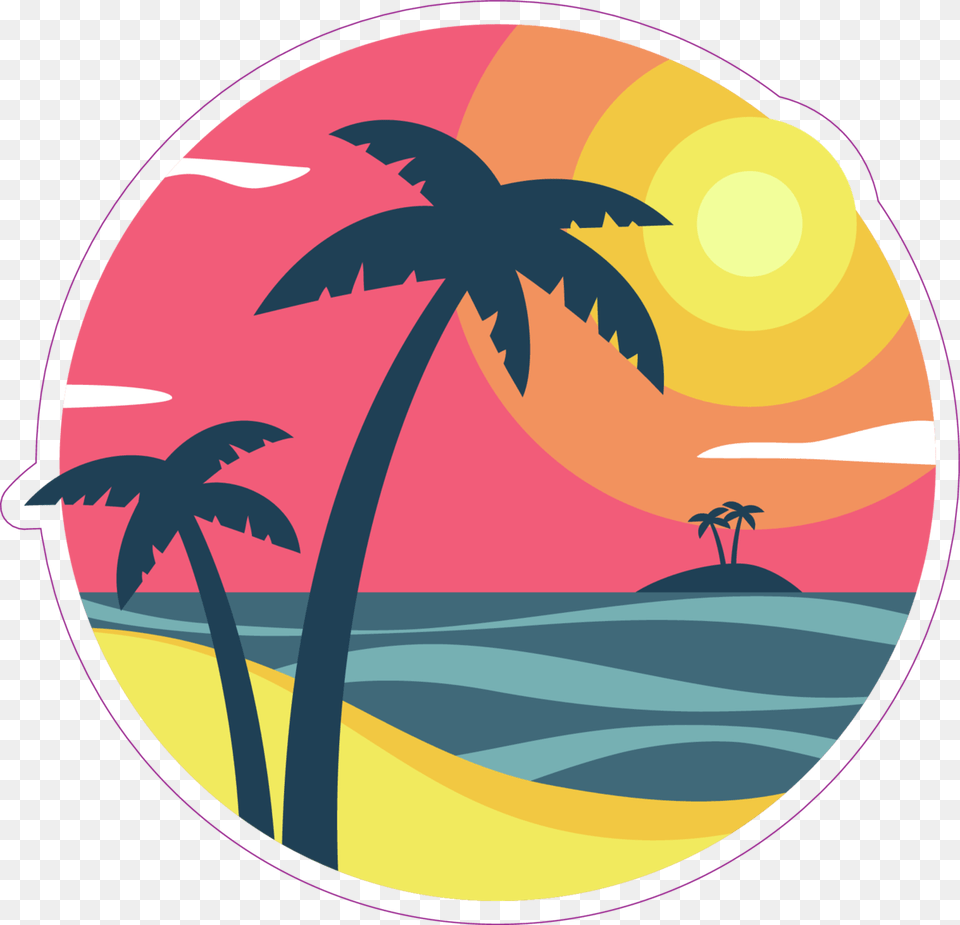 Sunrise With Palm Trees On A Tropical Island Sticker Stop Worrying And Anxiety, Nature, Outdoors, Art, Sea Free Transparent Png