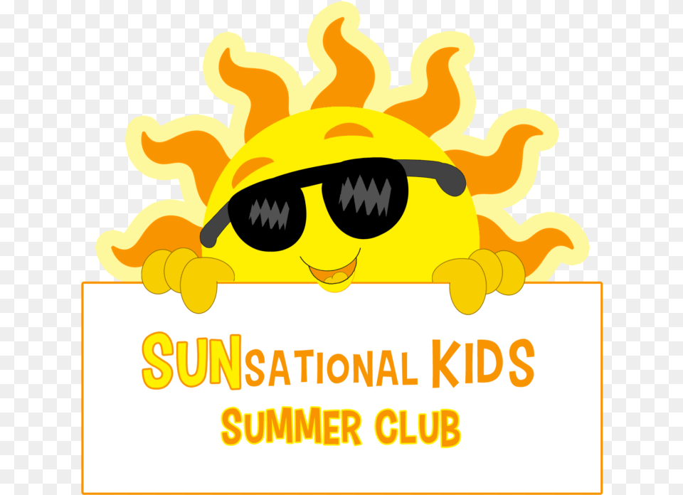 Sunsational Kids Summer Club Graphic Yellow Sun Clipart Kids Summer Transparent, Advertisement, Poster, Accessories, Sunglasses Png