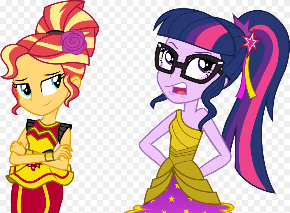 Sunset And Twilight Sparkle By Cloudyglow On Sunset And Twilight Mlp, Book, Comics, Publication, Baby Png