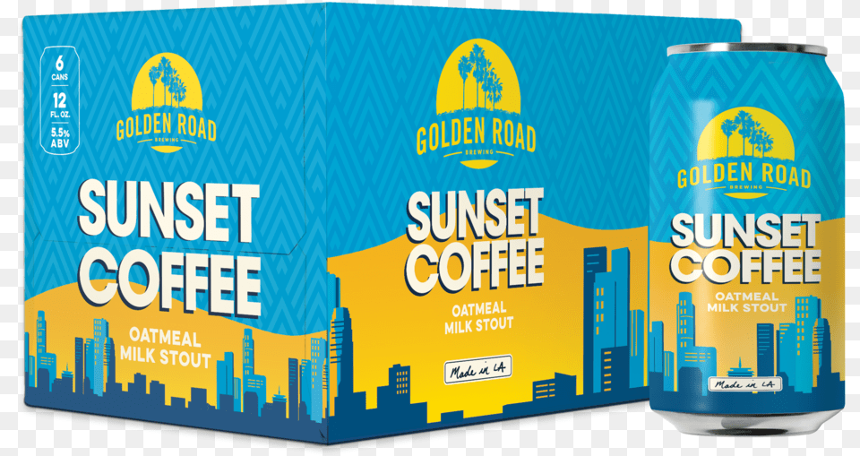 Sunset Box Can Golden Road Brewing Sunset Coffee Oatmeal Milk Stout, Alcohol, Beer, Beverage, Lager Free Png Download