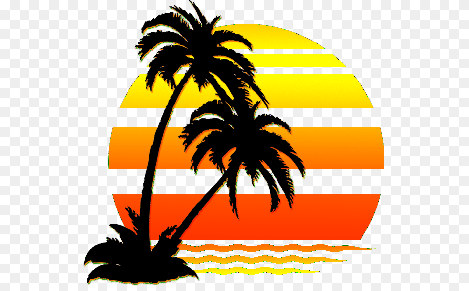 Sunset Clipart Beach Painting Sunset Beach Painting, Nature, Tree, Sky, Plant Free Png Download
