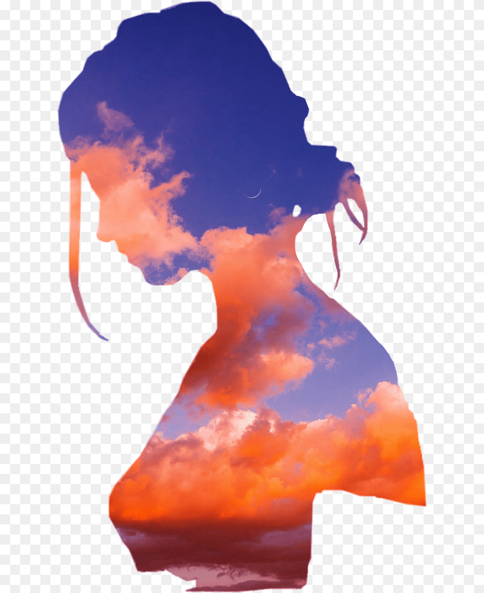 Sunset Girl Cloud Clouds Silhouette Freetoedit Visual Arts, Electronics, Hardware, Outdoors, Nature Png Image