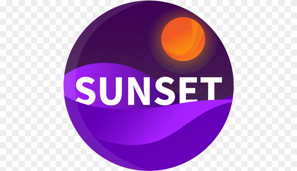 Sunset Logo Circle, Badge, Symbol, Purple, Disk Free Png