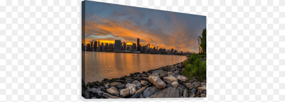 Sunset Over Manhattan Skyline Gantry Plaza State Park Sunset Over Manhattan Skyline Gantry Plaza State Park, Scenery, Landscape, Nature, Outdoors Free Png