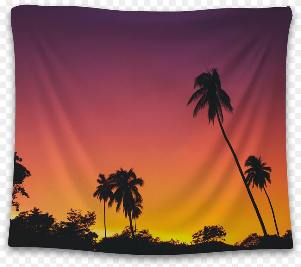 Sunset Palm Tree Tapestry Cool Backgrounds, Nature, Sunlight, Summer, Sky Png