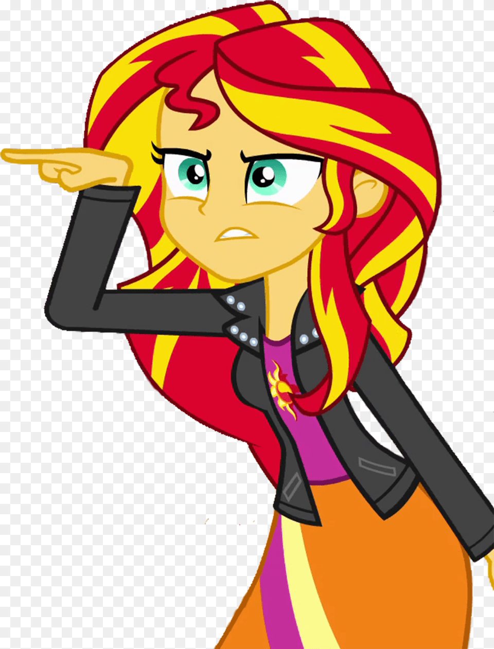 Sunset Shimmer Pointing By Ytpinkiepie2 Mlp Eqg Sunset Shimmer, Book, Comics, Publication, Baby Png