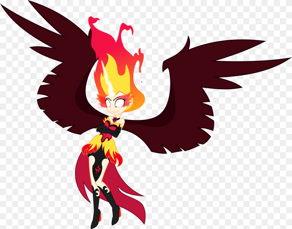 Sunset Shimmer Twilight Sparkle Princess Celestia Rarity Solar Eclipse Mlp, Person, Cartoon, Fire, Flame Png Image