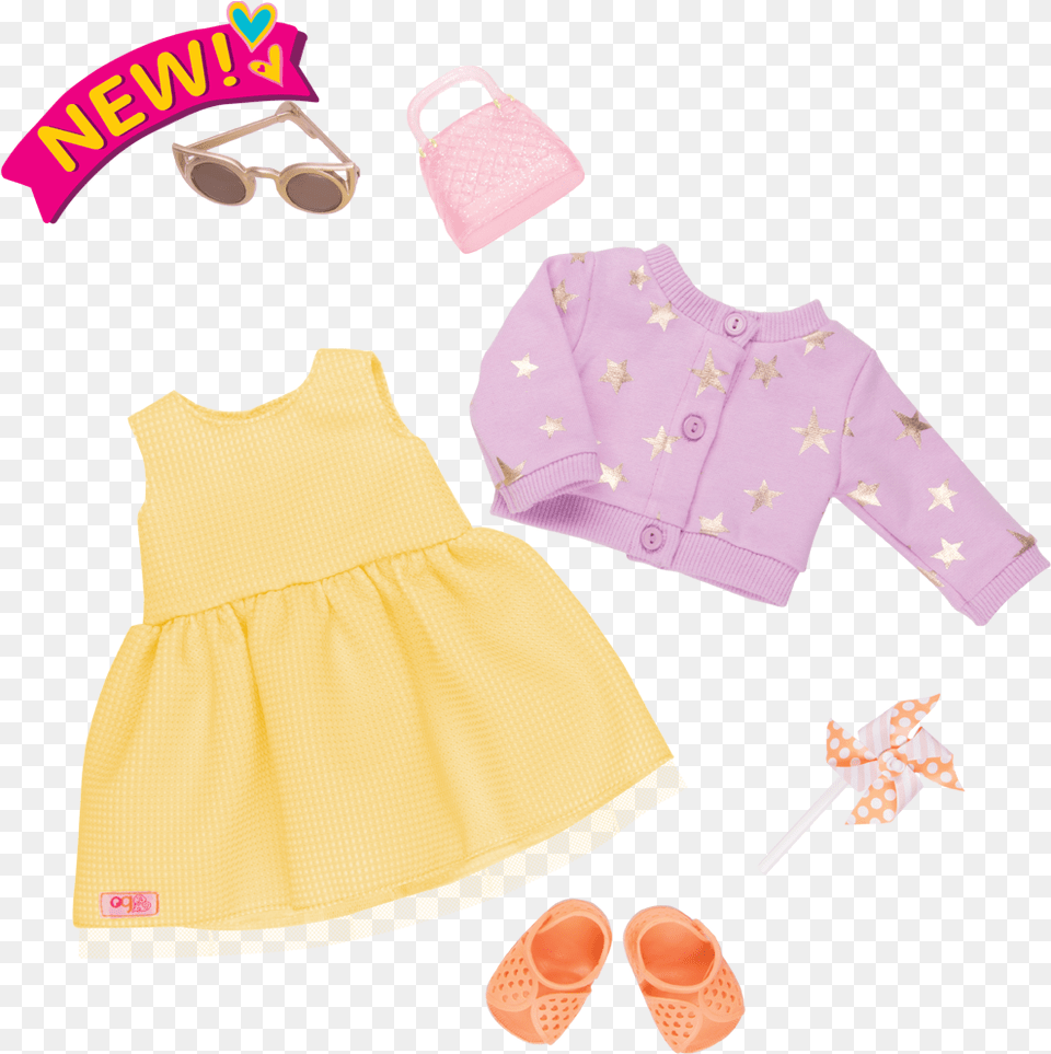 Sunshine And Stars Summer Outfit For 18 Inch Dolls Dress Our Generation Clothes, Clothing, Footwear, Shoe, Blouse Free Png Download