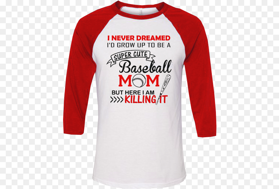 Super Cute Baseball Mom Long Sleeved T Shirt, Clothing, Long Sleeve, Sleeve, T-shirt Png
