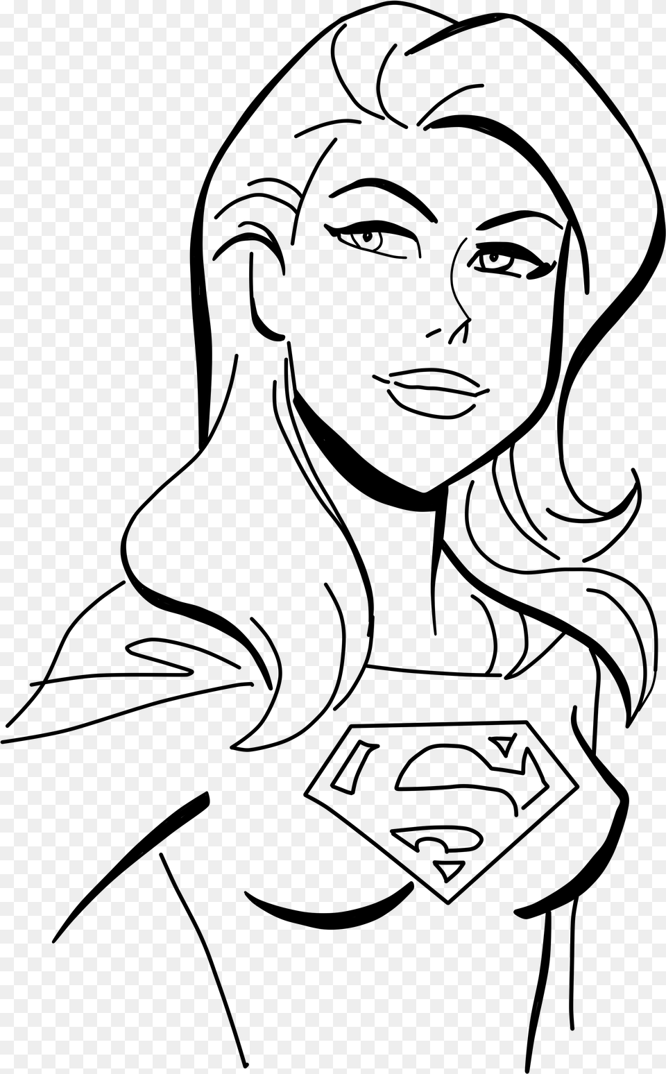 Super Girl Face Lineart By Bactino By Bactino Superwoman Drawing Easy, Gray Png