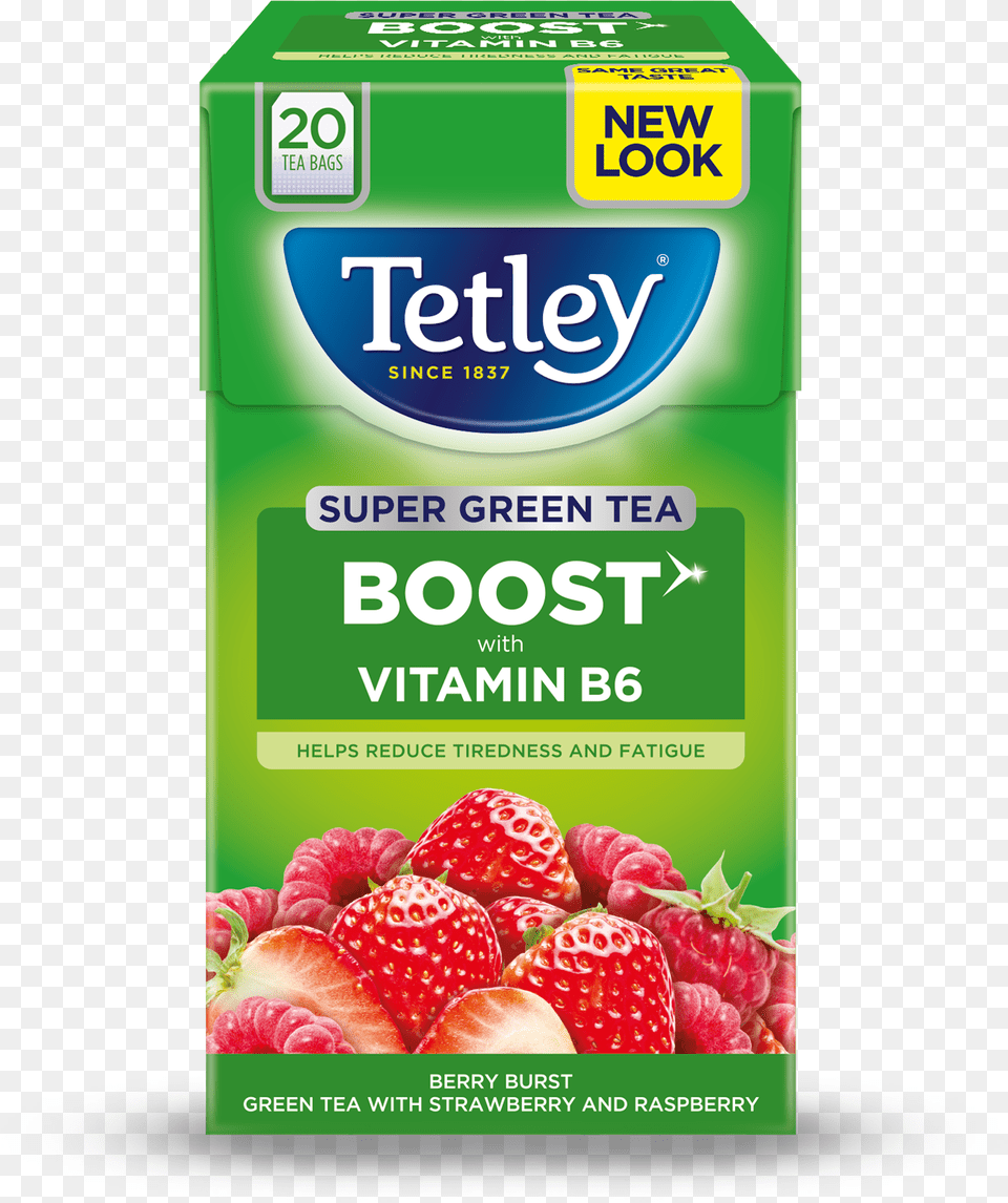 Super Green Boost Berry Burst Super Green Tea Tetley, Food, Fruit, Plant, Produce Png