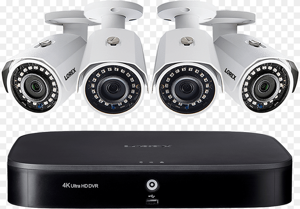 Super Hd 8 Channel Security System With Four 2k Closed Circuit Television, Camera, Electronics Png Image