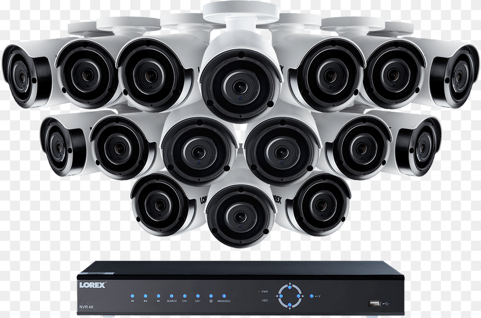 Super Hd Ip Nvr Security Camera System With 16 2k Lorex Com Caractersticas De 16 2k, Electronics, Speaker, Machine, Wheel Free Png