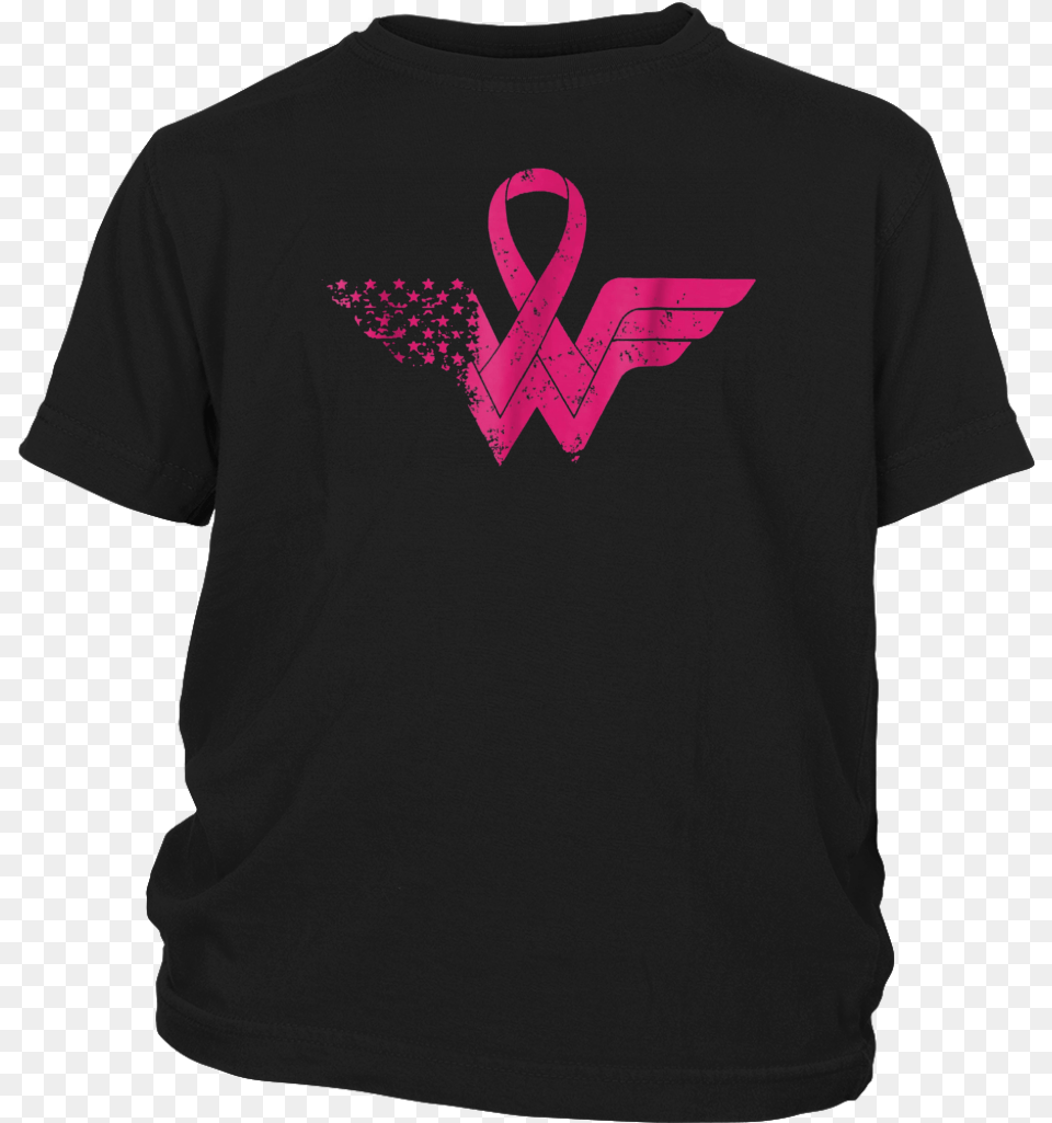 Super Hero Breast Cancer Awareness With Pink Ribbon Active Shirt, Clothing, T-shirt Png Image