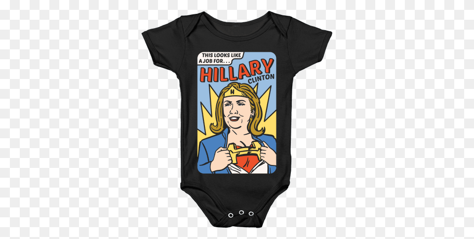 Super Hero Hillary Clinton Baby One Piece Lookhuman, Book, Clothing, Publication, T-shirt Png Image