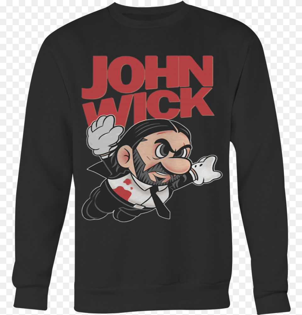 Super John Wick T Shirt, Long Sleeve, Clothing, Sweatshirt, Sweater Png Image