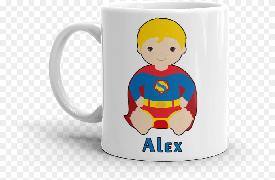 Super Man Kid Mug Michael Steddum Brittany Double Brittany 11oz Coffee, Cup, Baby, Person, Face Png Image