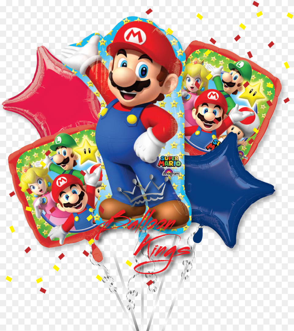 Super Mario Bros Bouquet Super Mario Balloons Party City, Baby, Person, Face, Head Free Png