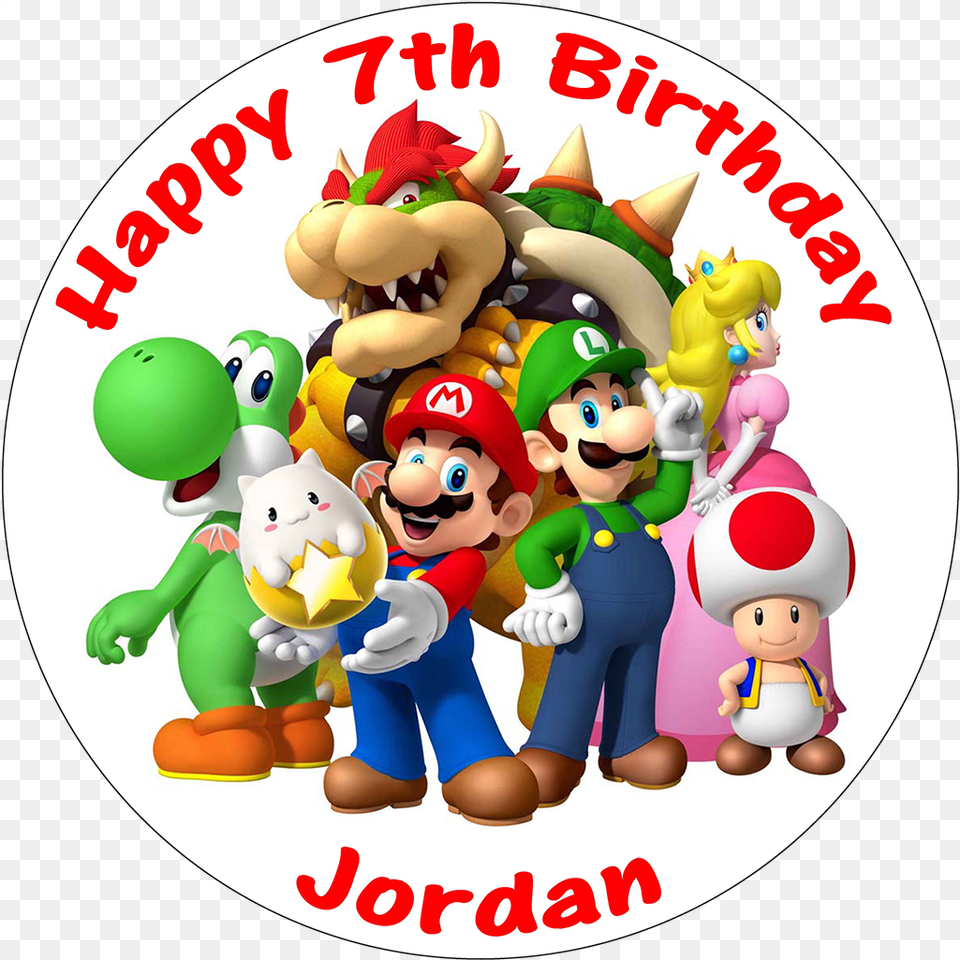 Super Mario Bros Personalised Birthday Cake Edible Topper Super Mario, Baby, Person, Face, Head Png
