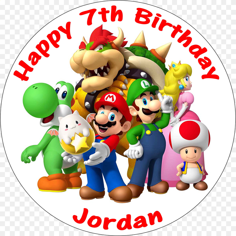 Super Mario Brothers Edible Personalised Round Birthday Mario Bros, Baby, Person, Face, Head Free Png Download