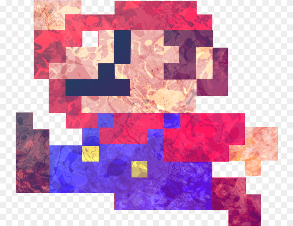 Super Mario Classic Theme Pixel Art Minecraft Luigi, Modern Art, Purple, Graphics, Collage Png Image