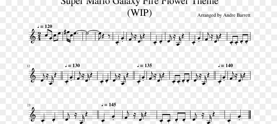 Super Mario Galaxy Fire Flower Theme Sheet Music For Document, Gray Png