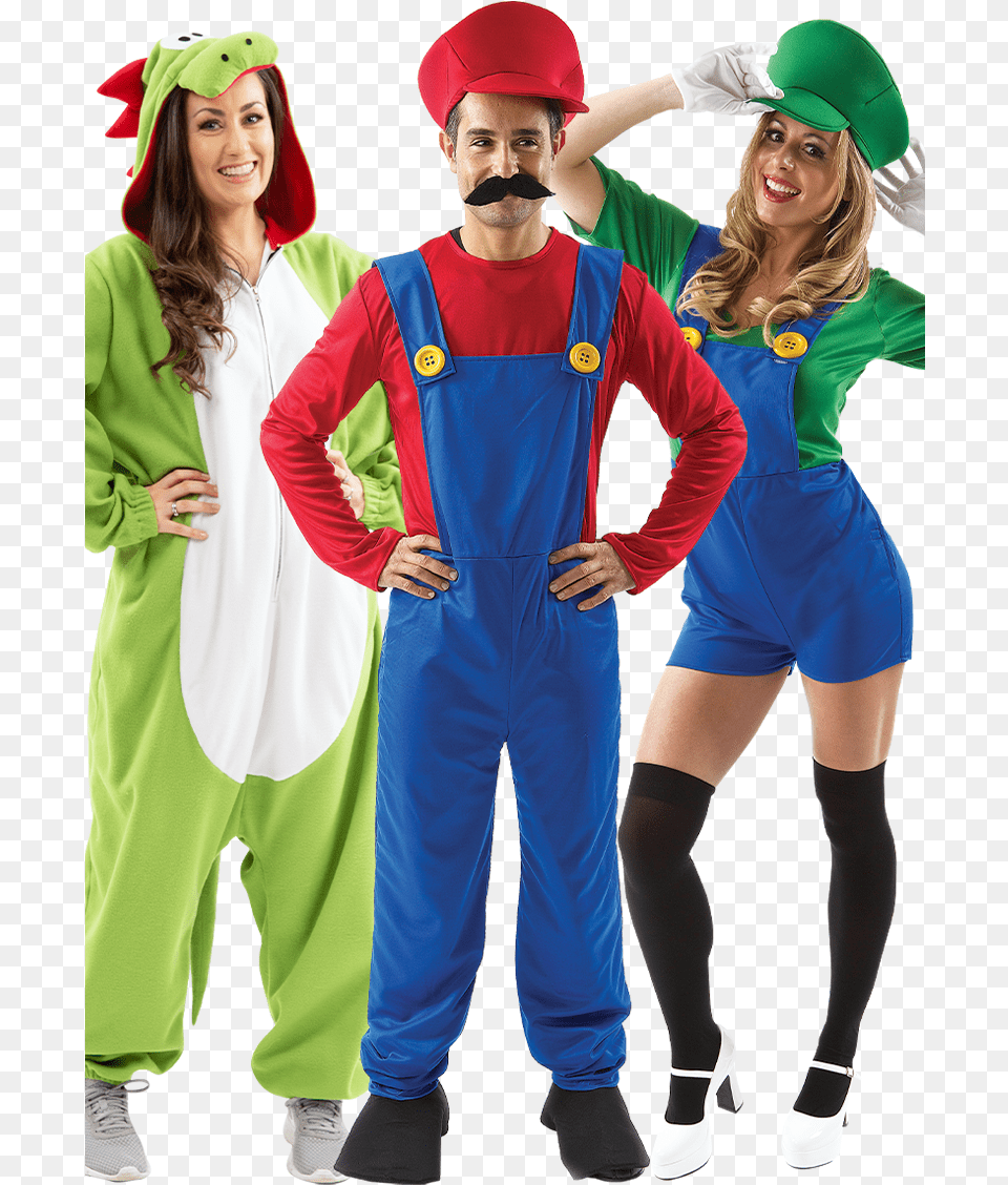 Super Mario Group Costume Fancy Dress Womens, Clothing, Person, Adult, Sleeve Free Png Download