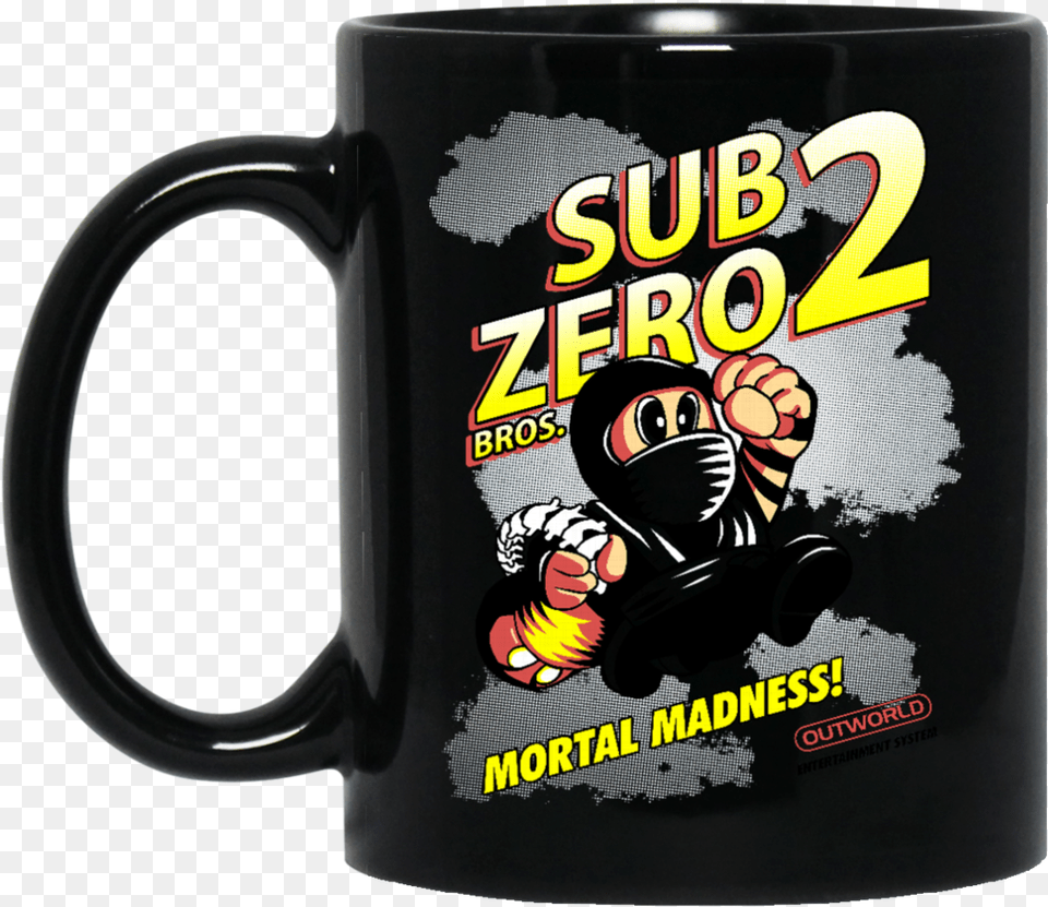 Super Mario Mortal Kombat Mug Super Sub Zero Bros Coffee Beer Stein, Cup, Baby, Person, Beverage Png