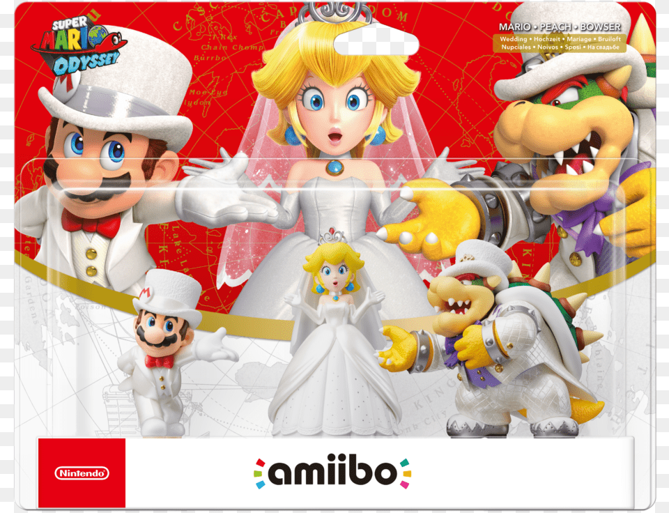Super Mario Odyssey Wedding Amiibo 3 Pack Super Mario Odyssey Amiibo 3 Pack, Toy, Doll, Baby, Person Free Png