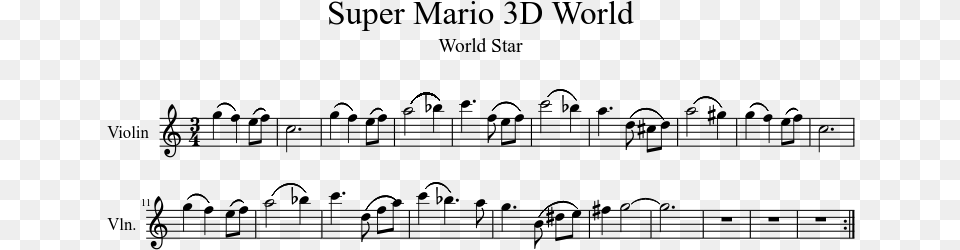 Super Mario Star Music Download Mario 3d World Partitura, Gray Free Transparent Png