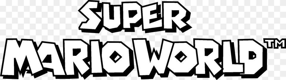 Super Mario World Logo Black And White, Text, Scoreboard Png Image